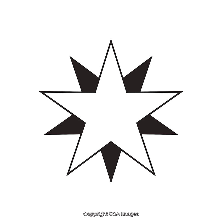 Black and White Eight-Pointed Star Illustration