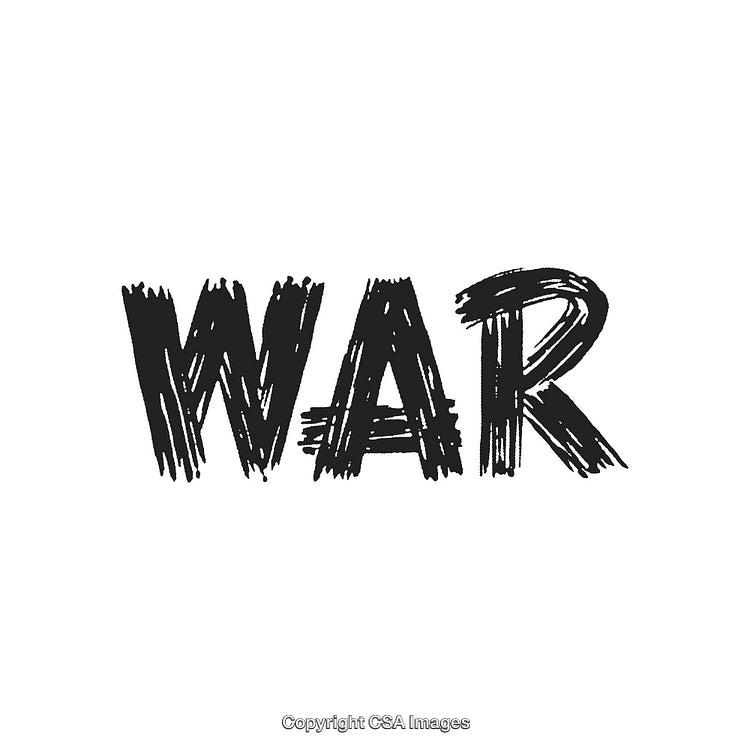 Grunge-Style Text Depicting the Word 'War' in Bold Black Strokes