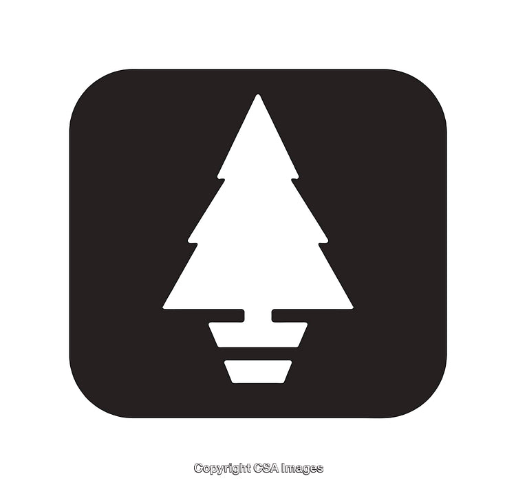 Minimalist Black and White Icon Depicting a Pine Tree Symbol