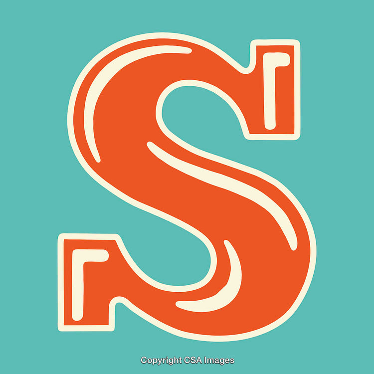 Vintage Retro Letter S Design with Bold Colors and Playful Style