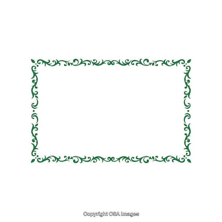 Intricate Green Floral Frame on White Background for Decorative Purposes