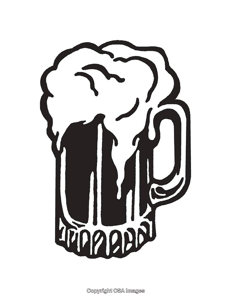 Hand-Drawn Illustration of a Foaming Beer Mug