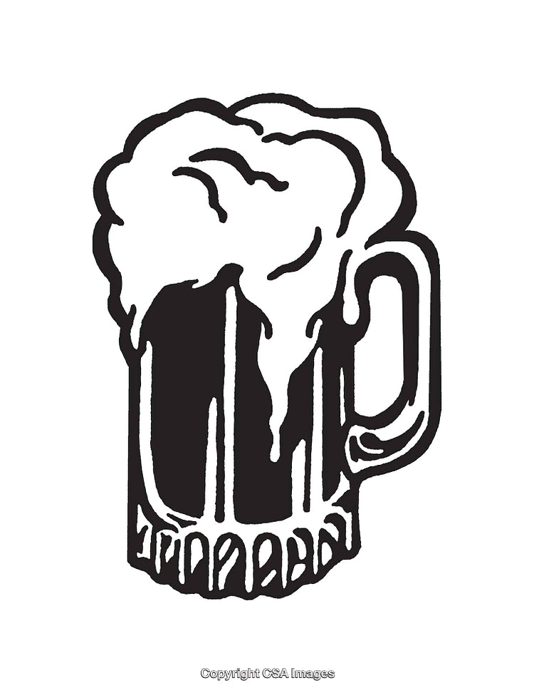 Hand-Drawn Illustration of a Foaming Beer Mug