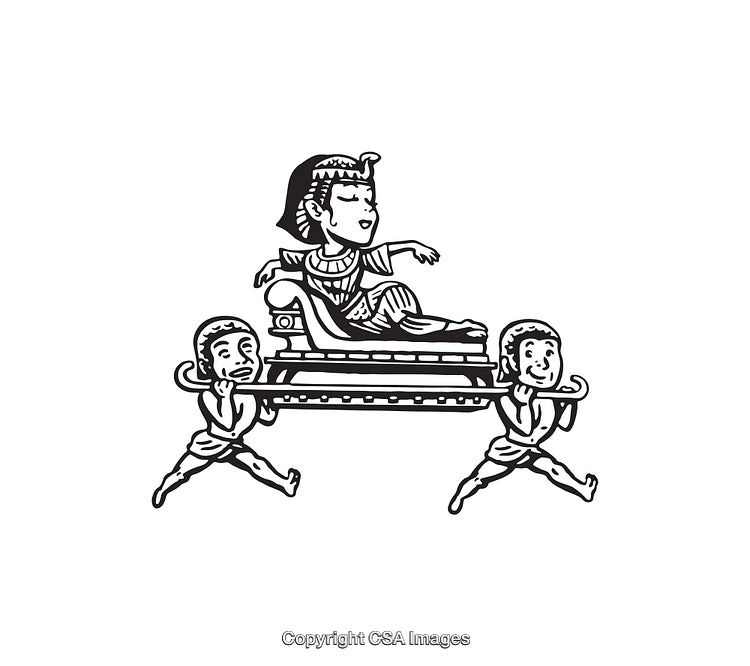 Illustration of Ancient Egyptian Royalty Carried on a Litter by Attendants