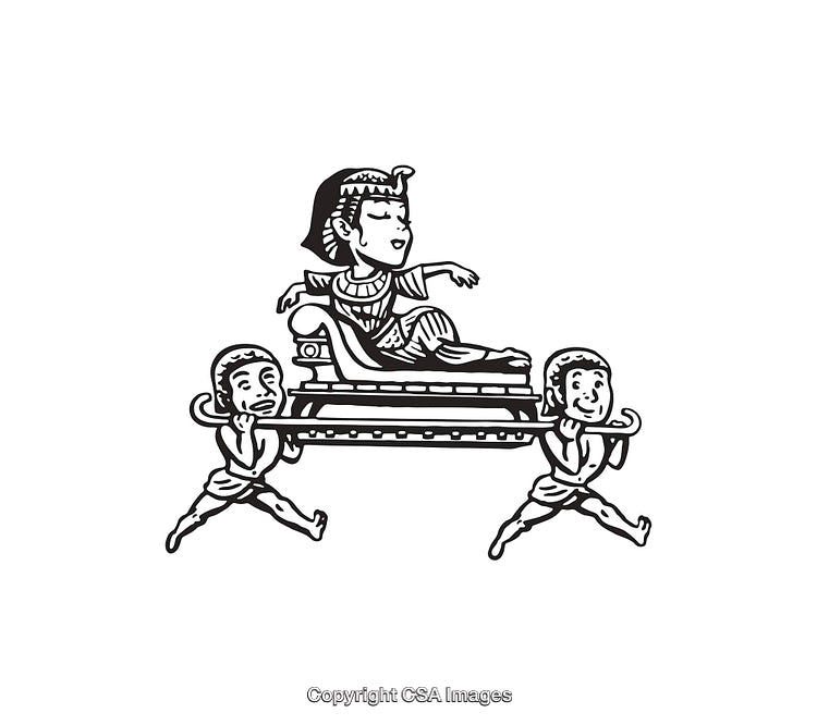 Illustration of Ancient Egyptian Royalty Carried on a Litter by Attendants