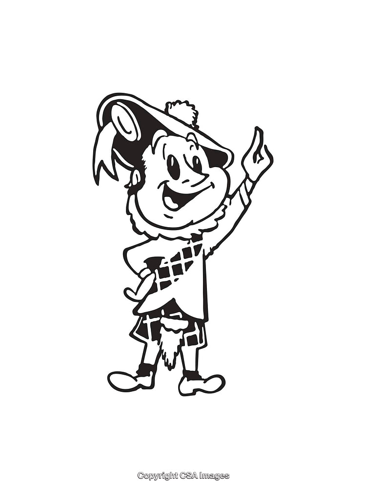 Playful Character Illustration in Black And White Line Art Style