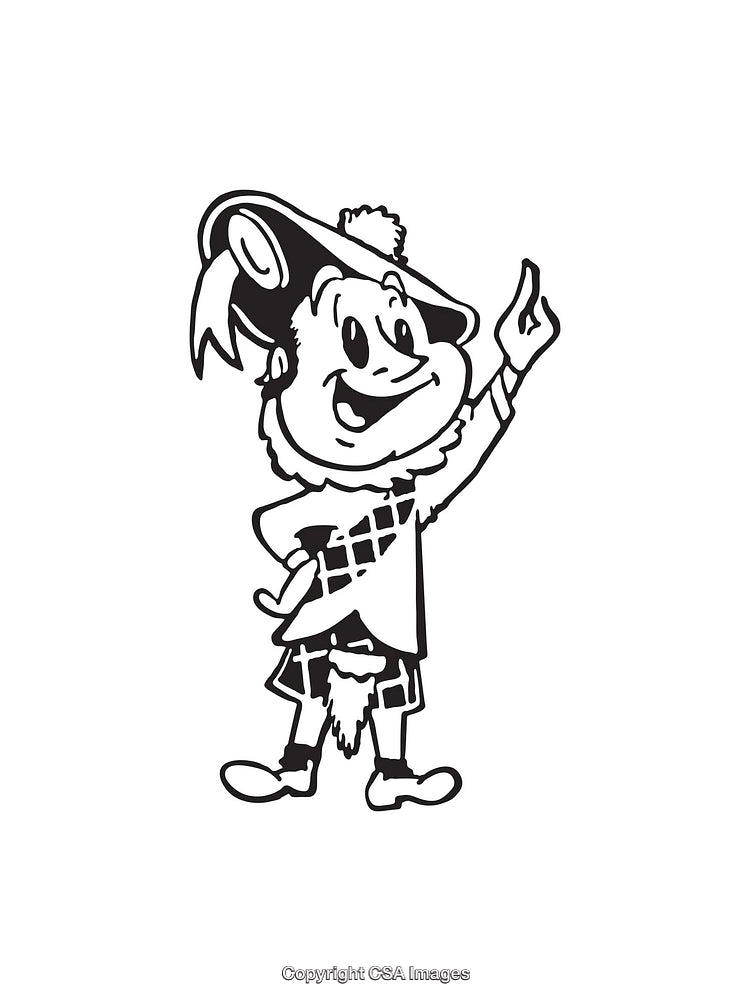 Playful Character Illustration in Black And White Line Art Style