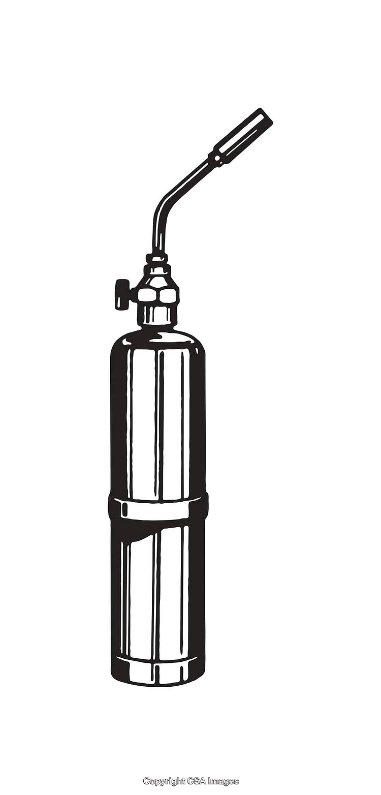 Black and White Illustration of a Blowtorch Tool Line Art Design