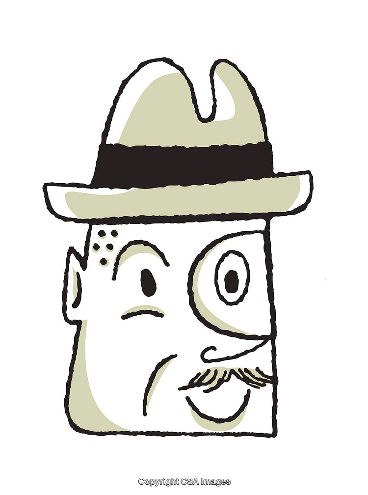 Vintage Style Cartoon Illustration of a Man Wearing a Hat