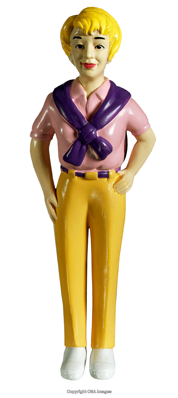 Vintage Plastic Figurine in Bright Outfit with Classic Pose and Style