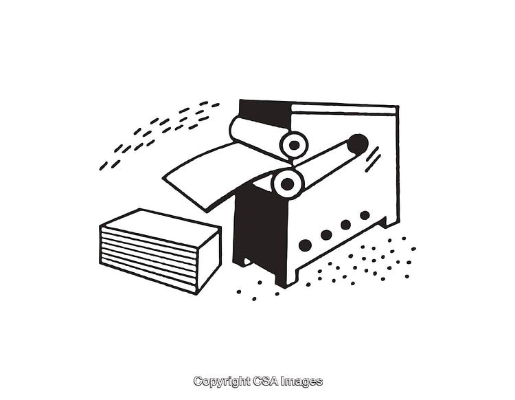 Black and White Illustration of Paper Production Process