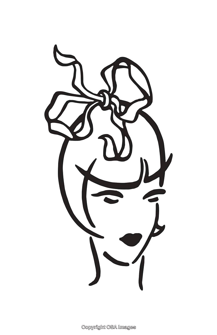 Elegant Black and White Line Art of a Stylish Female Portrait