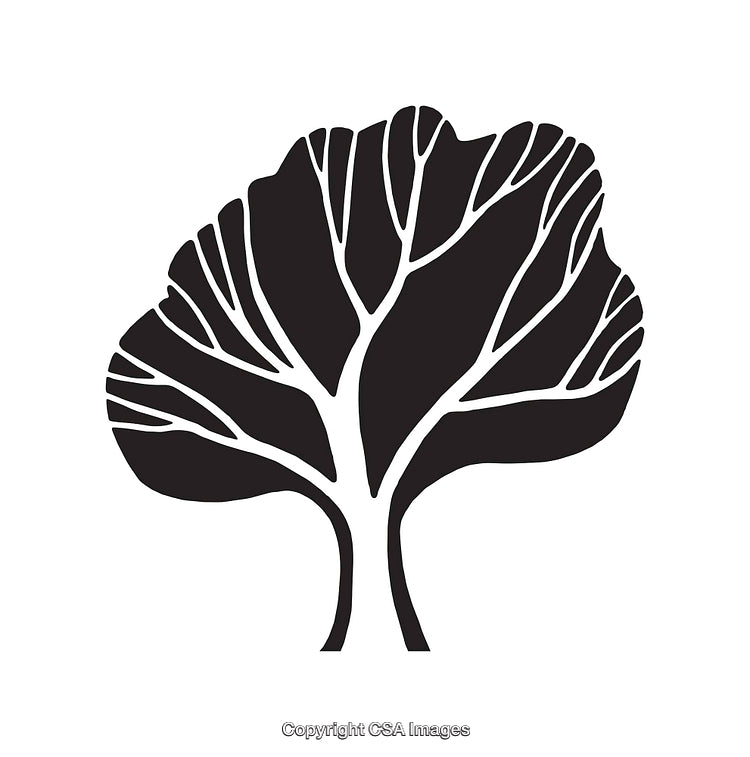 Minimalist Black and White Graphic of a Stylized Tree