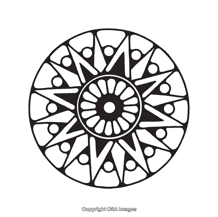Intricate Black and White Circular Mandala Line Art Illustration