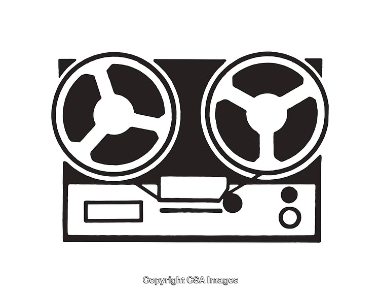 Black And White Icon of a Vintage Reel-to-Reel Tape Recorder