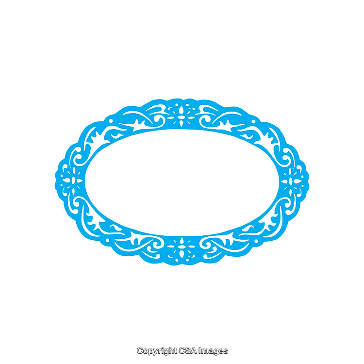 Elegant Blue Ornate Oval Frame with Floral Design in Stylish Decoration