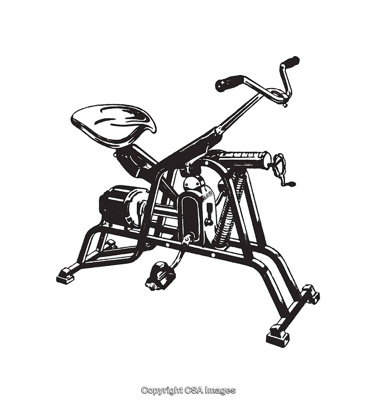 Vintage Illustration of a Stationary Exercise Bike in Black and White