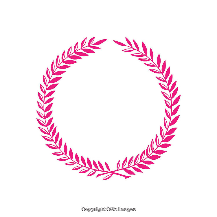 Pink Laurel Wreath on White Background Symbolizing Achievement and Victory