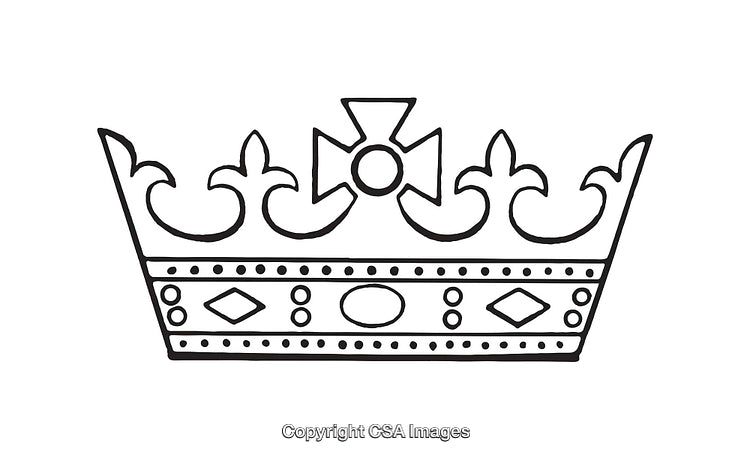 Black and White Line Art Illustration of a Royal Crown Design