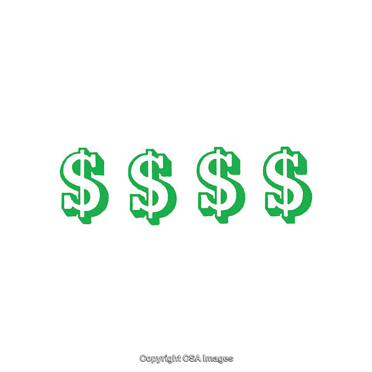 Green Dollar Signs Illustration on White Background