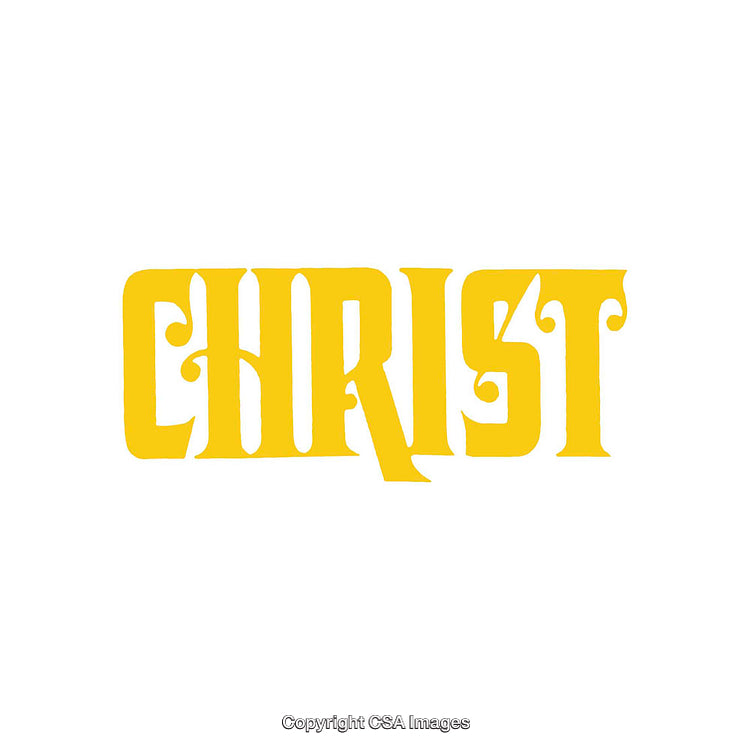 Yellow Decorative Text Depicting "Christ" in Bold Font