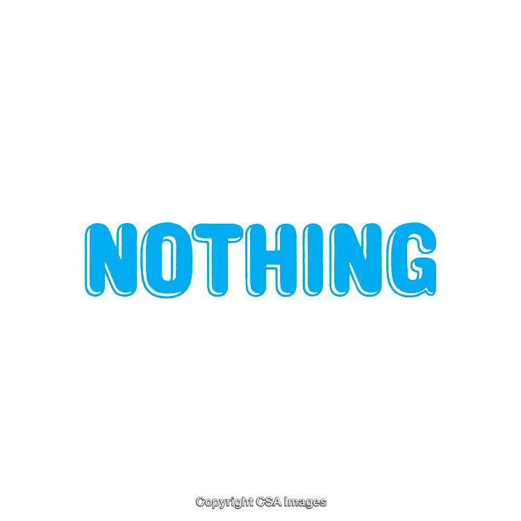 Blue Text Depicting the Word 'Nothing' on a White Background