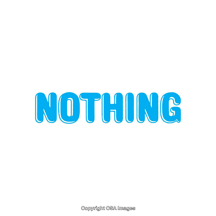 Blue Text Depicting the Word 'Nothing' on a White Background