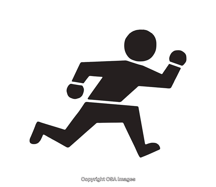Running Silhouette Icon Depicting Motion and Activity in Black and White