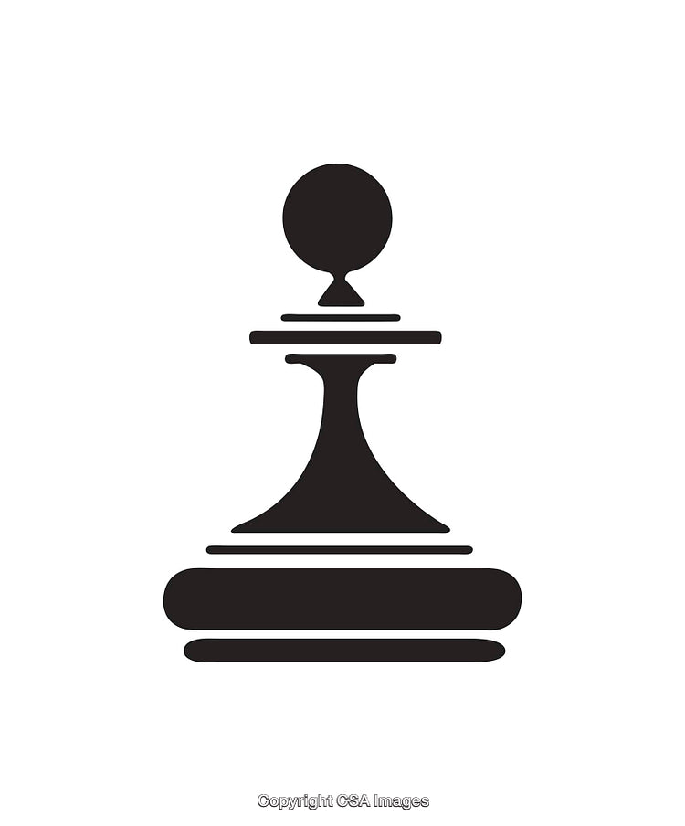 Minimalist Black-and-White Icon of a Chess Pawn Symbol