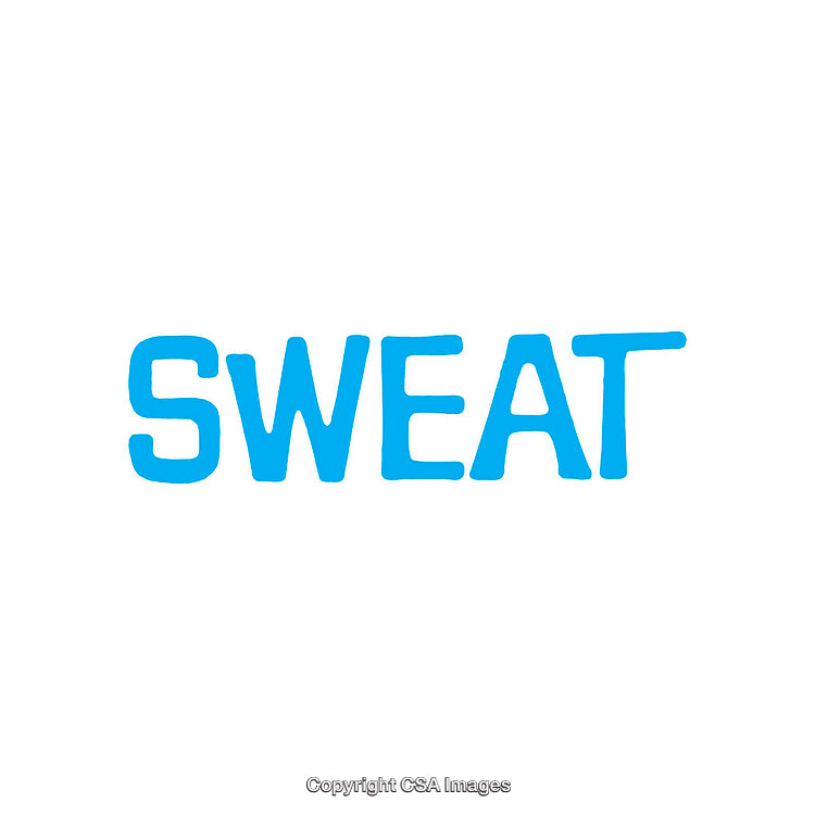 Blue Sweat Typography on Minimalist White Background