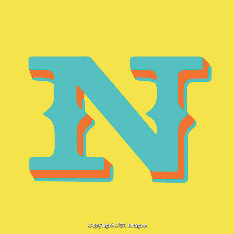 Bold Colorful Letter N with Vibrant Yellow Background