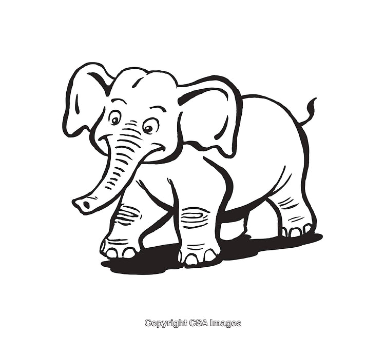 Playful Line Art Illustration of a Cartoon Elephant