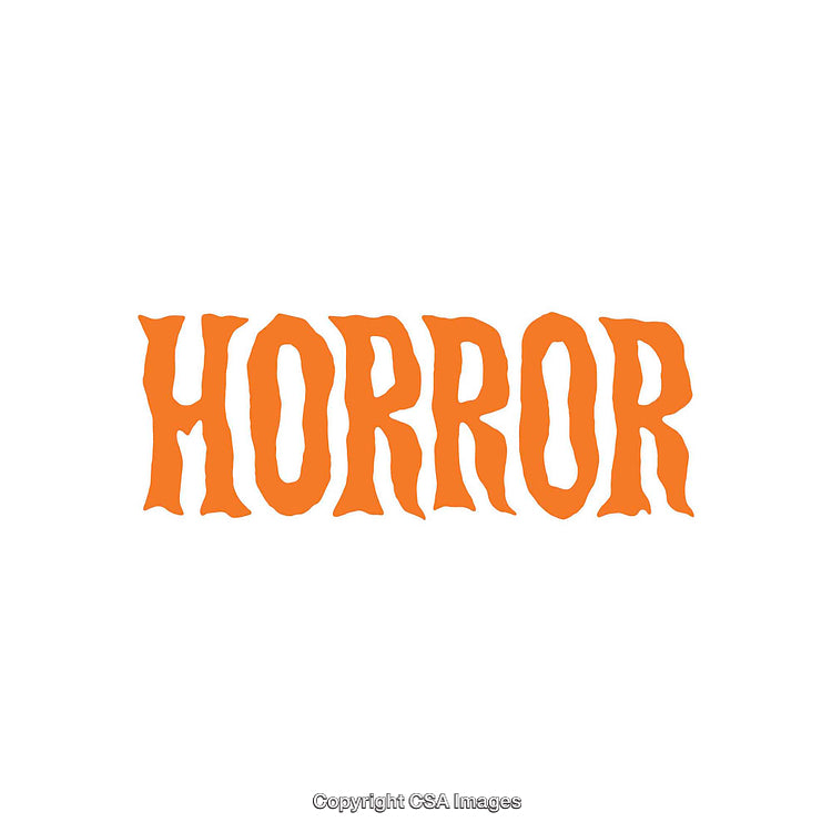 Orange Gothic 'Horror' Text on White Background