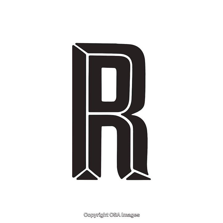 Black Monogram Letter R Design on a White Background