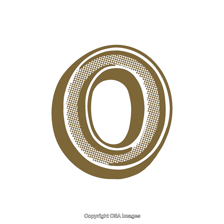 Stylized Letter O With Halftone and Textured Design on White Background