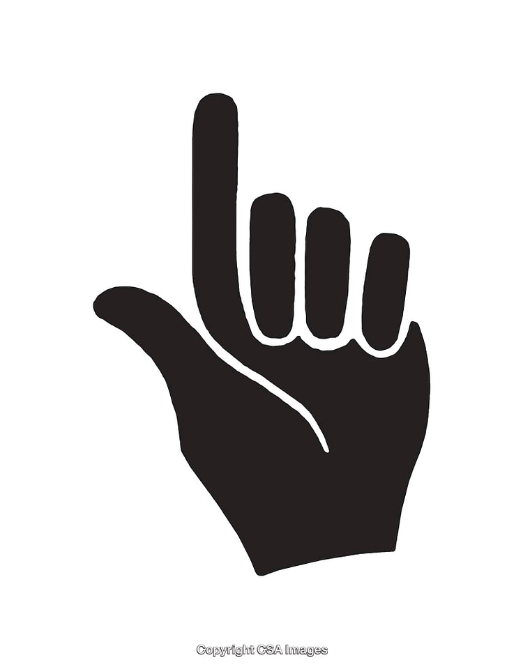 Black and White Hand Icon with Pointing Index Finger Raised