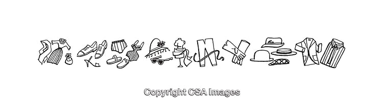 Black and White Line Art Illustrations of Fashion and Accessories Items