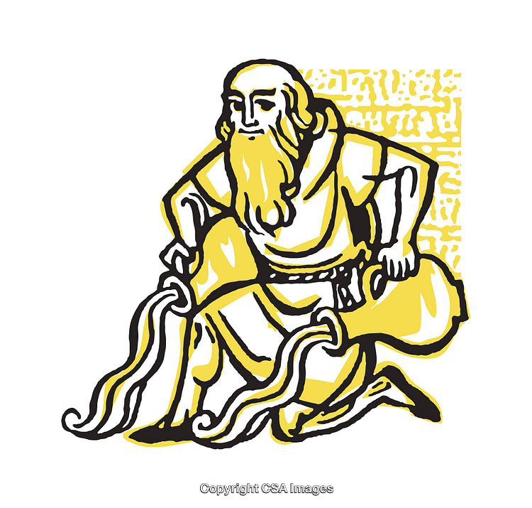 Colorful Illustration of an Ancient Figure With Flowing Water