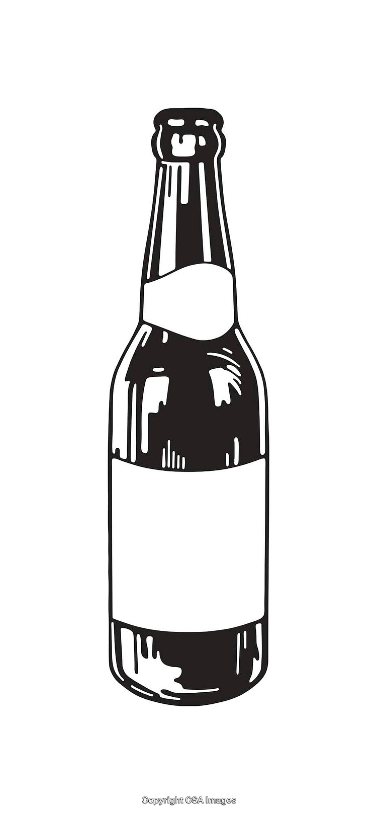 Black and White Line Art Illustration of a Bottled Beverage