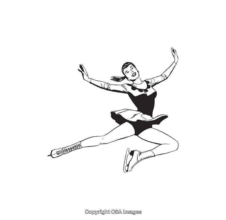 Dynamic Ice Skater Illustration Capturing Motion and Elegance in Black and White