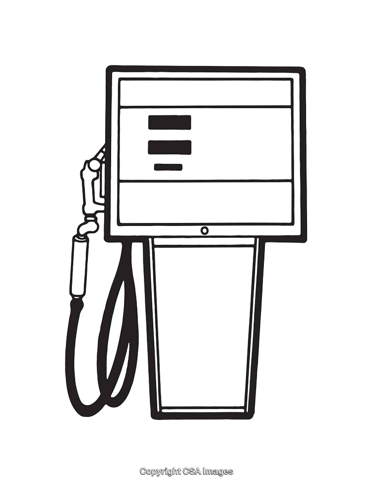 Black and White Illustration of a Modern Fuel Pump
