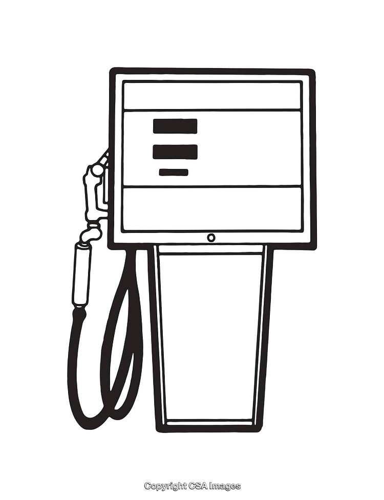 Black and White Illustration of a Modern Fuel Pump