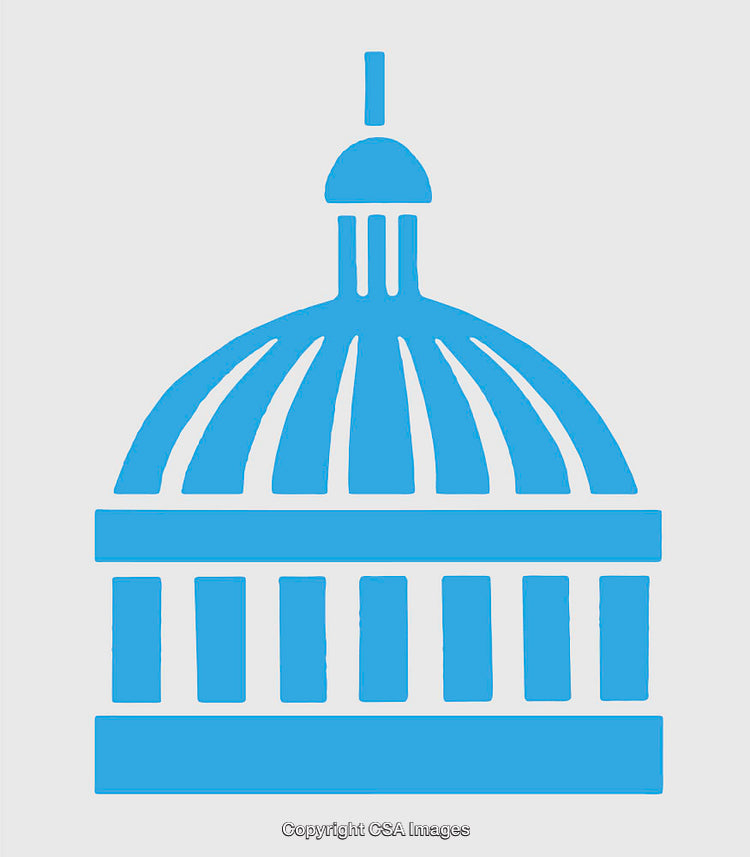 Minimalist Blue Capitol Dome Illustration Symbolizing Government and Architecture