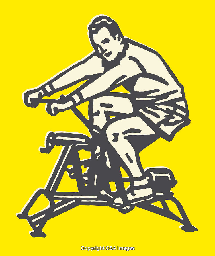 Colorful Illustration of a Person Exercising on a Stationary Bicycle