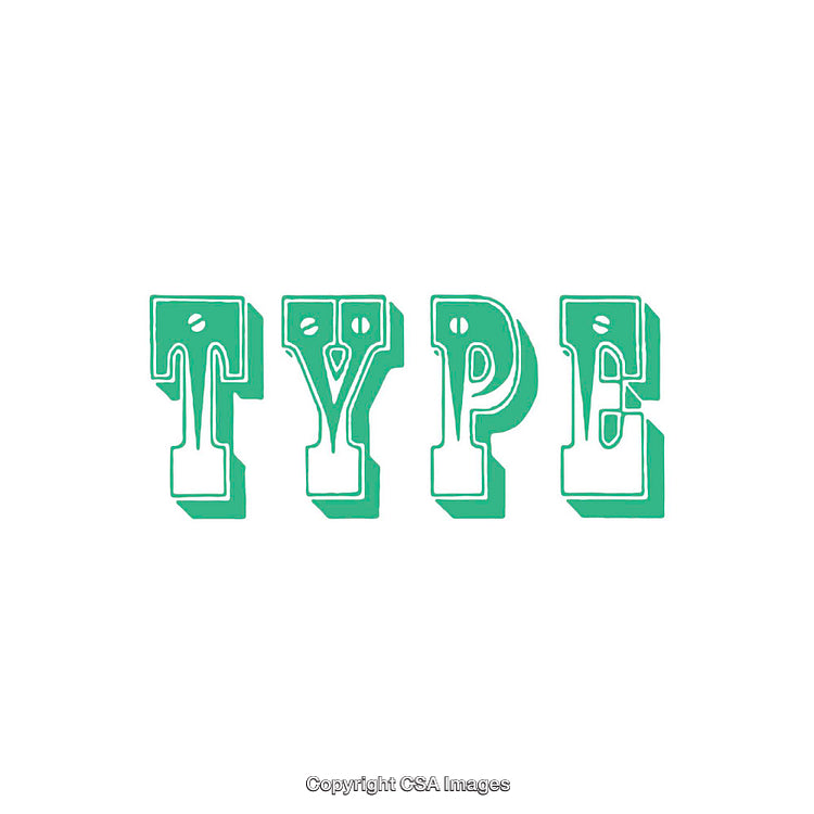 Decorative Green Typeface Art Isolated on White Background
