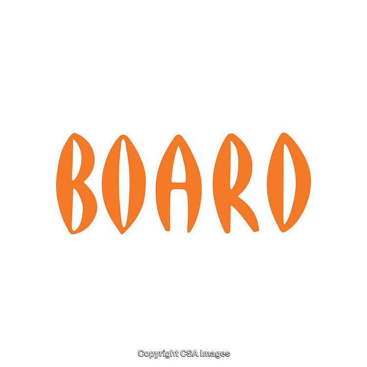 Bright Orange Typography Displaying the Word Board Creatively on White Background