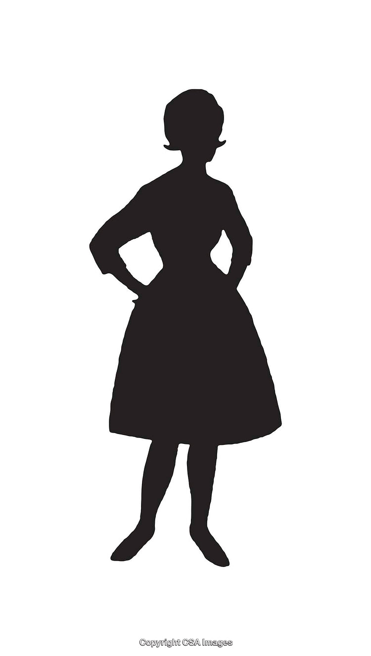 Silhouette of a Woman in a Dress with Hands on Hips