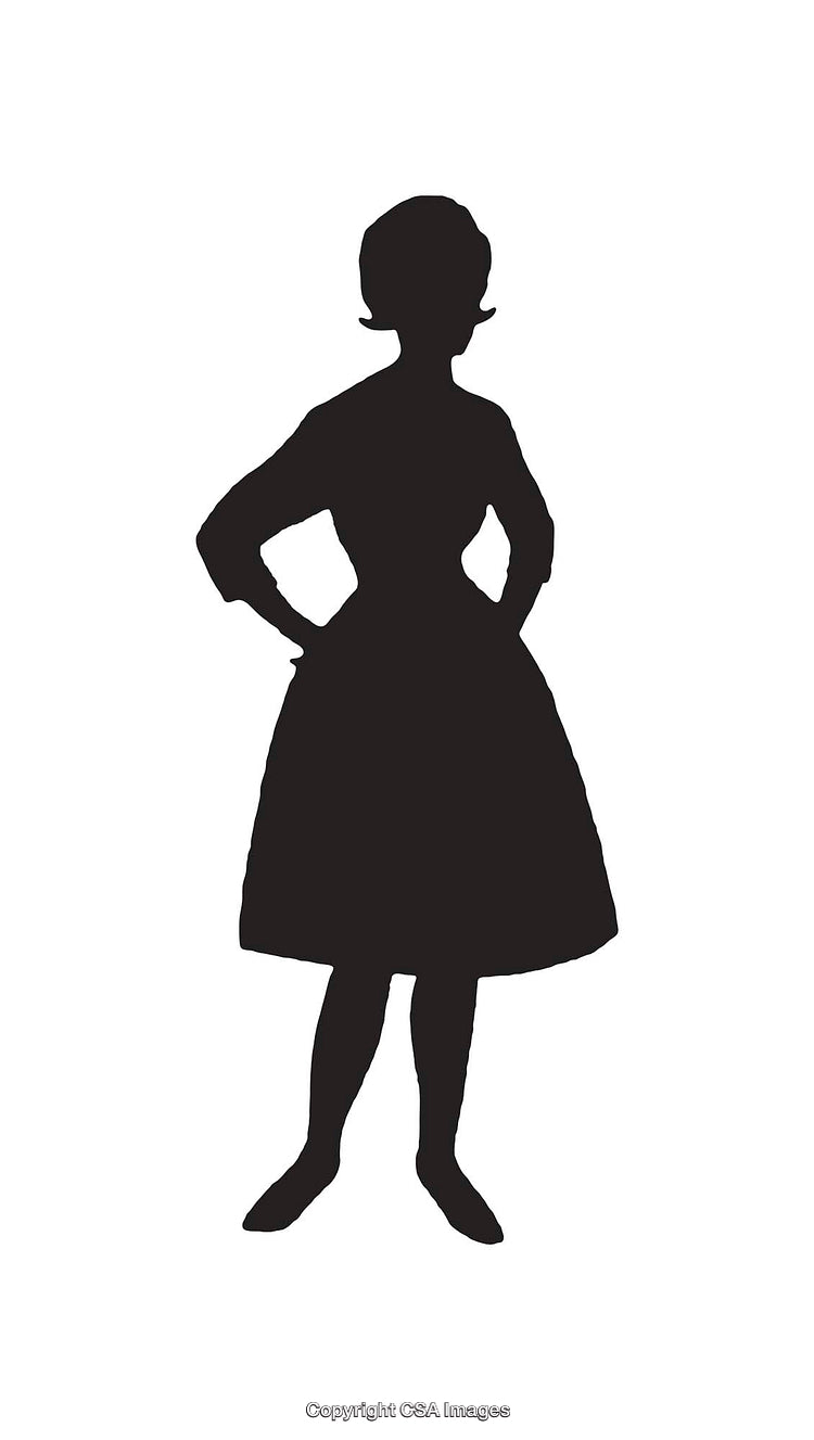 Silhouette of a Woman in a Dress with Hands on Hips
