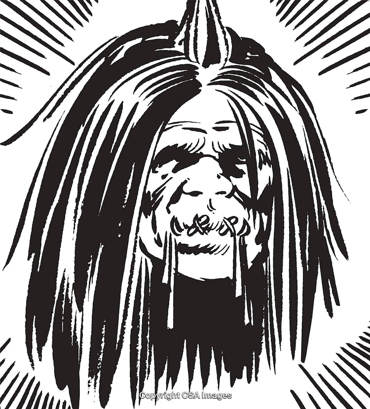 Abstract Black and White Illustration of a Tribal-Inspired Face Design