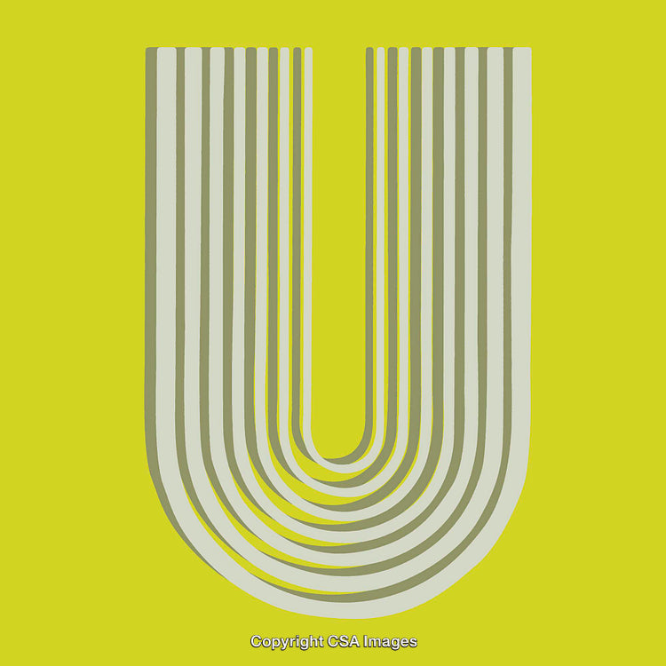 Bold Minimalistic Design of the Letter U in Yellow and White